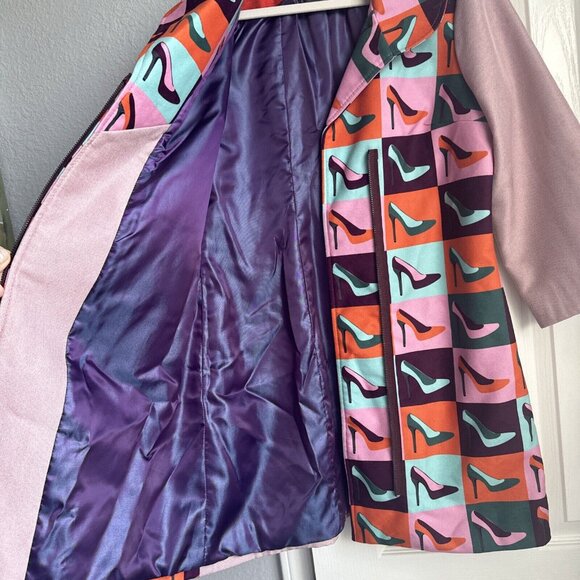 Emily in Paris style Bendita Seas Shoe Novelty Print 60s Style Designer Jacket - Picture 5 of 7